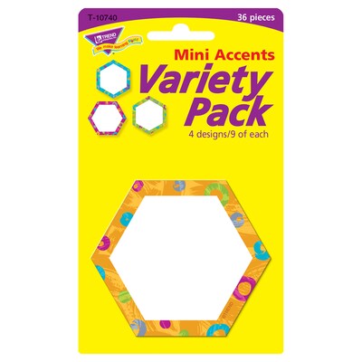 TREND Color Harmony™ Hexa-swirls Mini Accents Variety Pack, 36 Per Pack, 6 Packs (T-10740-6)