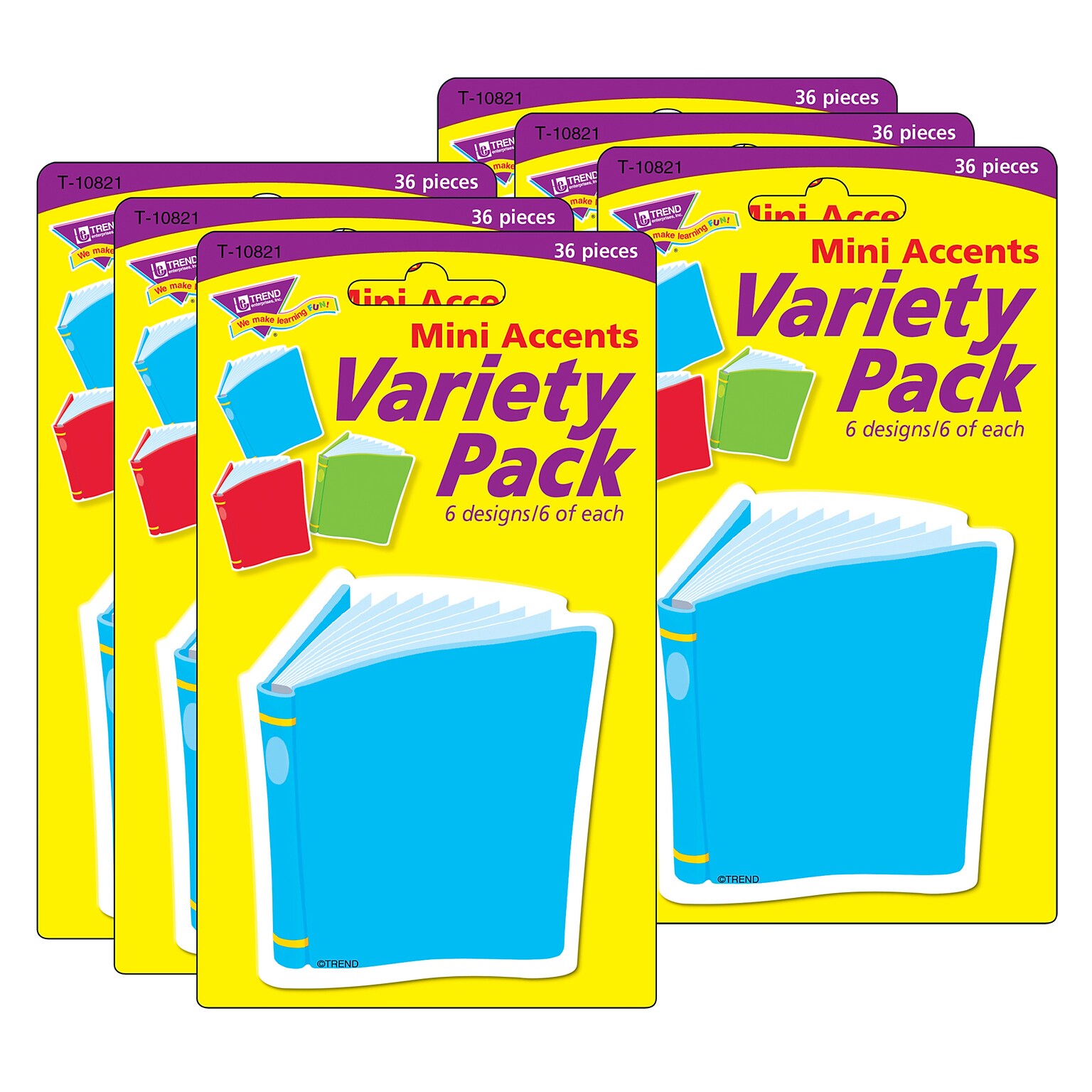 TREND Bright Books Mini Accents Variety Pack, 36 Per Pack, 6 Packs (T-10821-6)