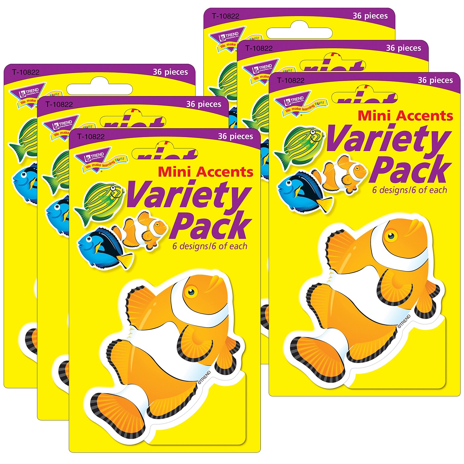 TREND Fish Mini Accents Variety Pack, 36 Per Pack, 6 Packs (T-10822-6)