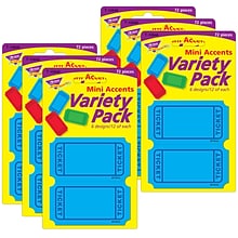TREND Winning Tickets Mini Accents Variety Pack, 72 Per Pack, 6 Packs (T-10846-6)