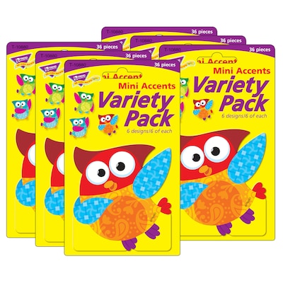 TREND Owl-Stars! Mini Accents Variety Pack, 36 Per Pack, 6 Packs (T-10880-6)