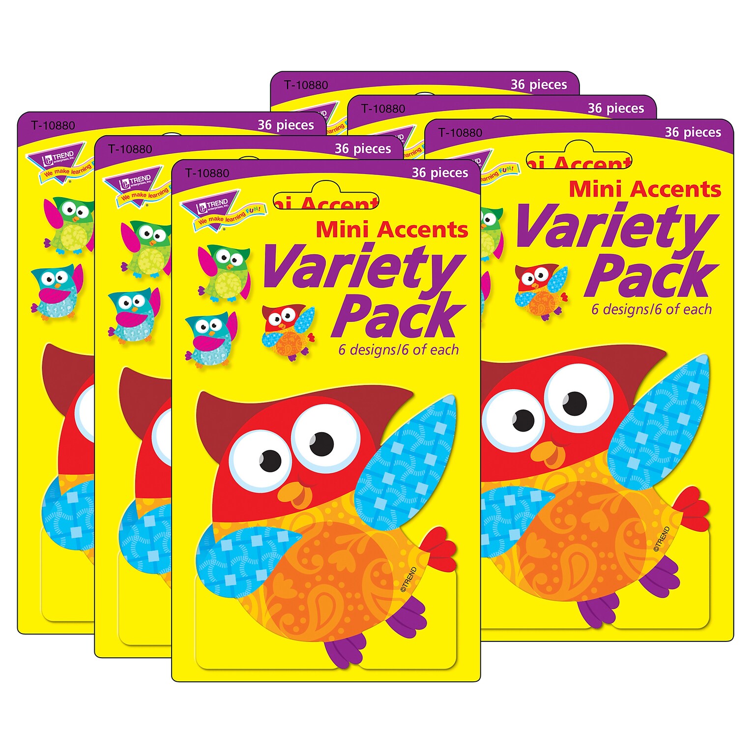 TREND Owl-Stars! Mini Accents Variety Pack, 36 Per Pack, 6 Packs (T-10880-6)