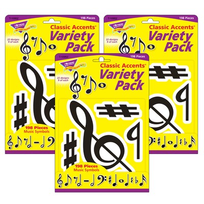 TREND Music Symbols Classic Accents Variety Pack, 198 Per Pack, 3 Packs (T-10952-3)