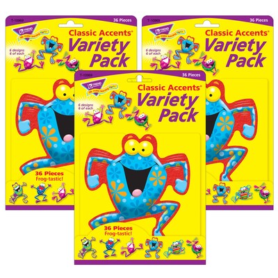 TREND Frog-tastic! Classic Accents Variety Pack, 36 Per Pack, 3 Packs (T-10969-3)