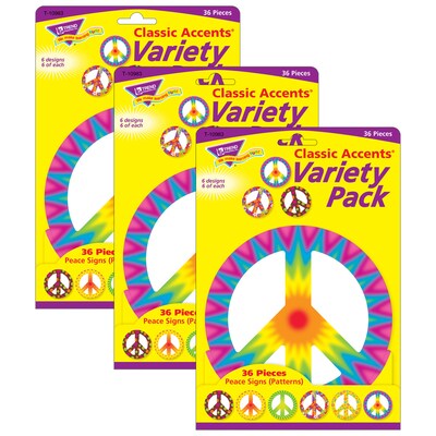 TREND Peace Signs Patterns Classic Accents Variety Pack, 36 Per Pack, 3 Packs (T-10983-3)