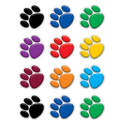 Teacher Created Resources Colorful Paw Prints Mini Accents, 36 Per Pack, 6 Packs (TCR5116-6)