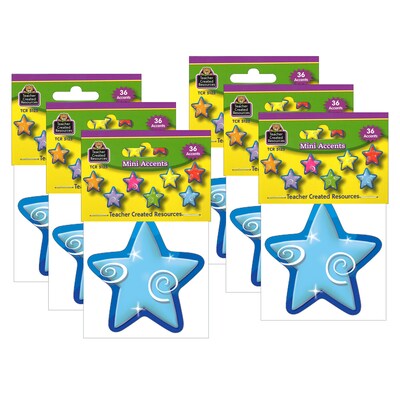 Teacher Created Resources Stars Mini Accents, 36 Per Pack, 6 Packs (TCR5125-6)