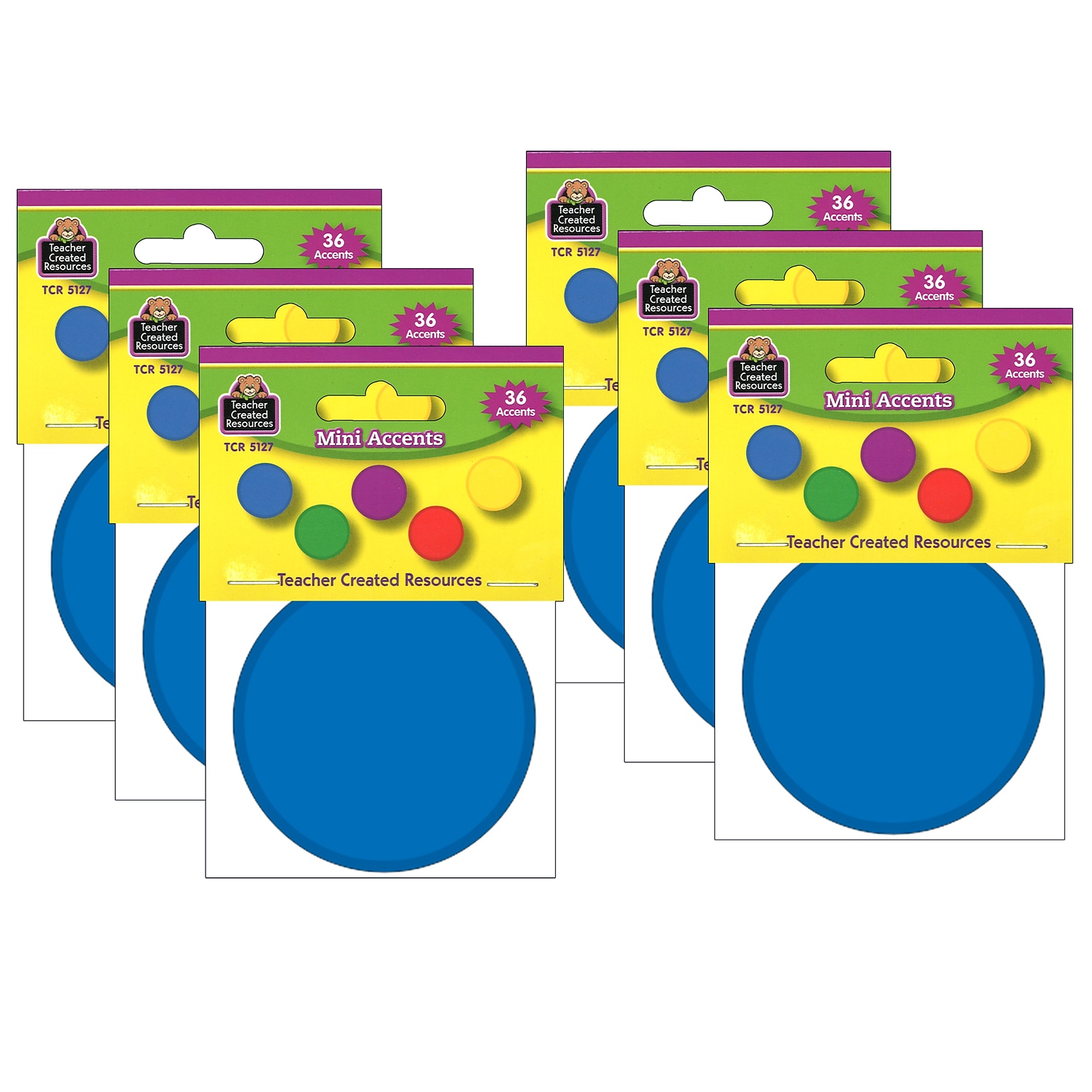 Teacher Created Resources Colorful Circles Mini Accents, 36 Per Pack, 6 Packs (TCR5127-6)