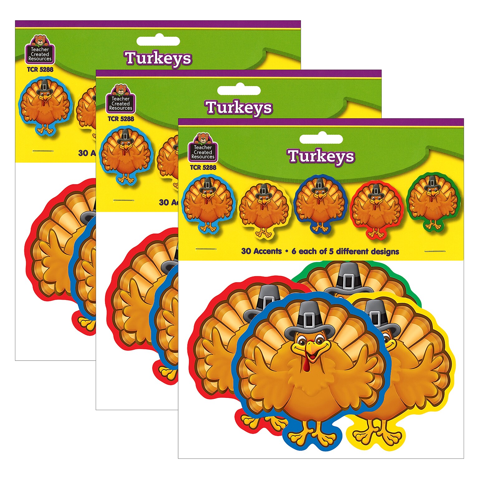 Teacher Created Resources Turkey Accents, 30 Per Pack, 3 Packs (TCR5288-3)