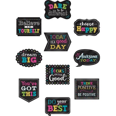 Teacher Created Resources Chalkboard Brights Positive Sayings Accents, 30 Per Pack, 3 Packs (TCR5576