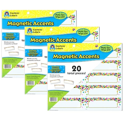 Teacher Created Resources Confetti Labels Magnetic Accents, 20 Per Pack, 3 Packs (TCR77013-3)