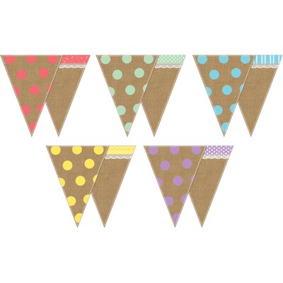 Teacher Created Resources Shabby Chic Double-Sided Pennants, 16 Per Pack, 3 Packs (TCR77170-3)