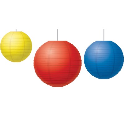 Teacher Created Resources Red, Yellow & Blue Paper Lanterns, 3 Per Pack, 3 Packs (TCR77230-3)