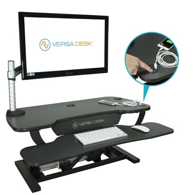 VersaDesk PowerPro 36"W Electric Adjustable Standing Desk Converter, Black (SP7643624-00-01)
