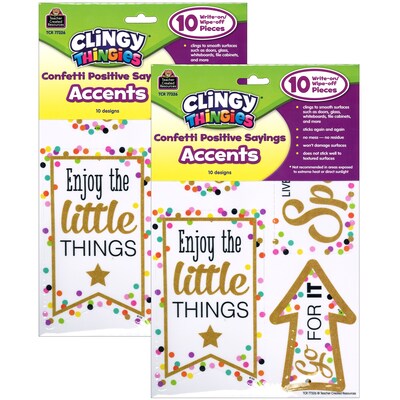 Teacher Created Resources Clingy Thingies Confetti Positive Sayings Accents, 10 Pieces Per Pack, 2 P