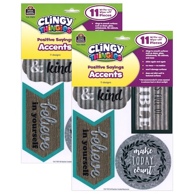Teacher Created Resources Clingy Thingies Positive Sayings Accents, 11 Pieces Per Pack, 2 Packs (TCR