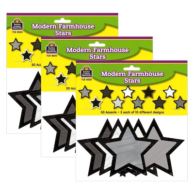 Teacher Created Resources Modern Farmhouse Stars Accents, 30 Per Pack, 3 Packs (TCR8330-3)