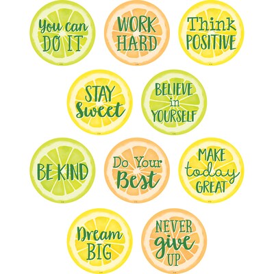 Teacher Created Resources Lemon Zest Positive Saying Accents, 30 Per Pack, 3 Packs (TCR8480-3)
