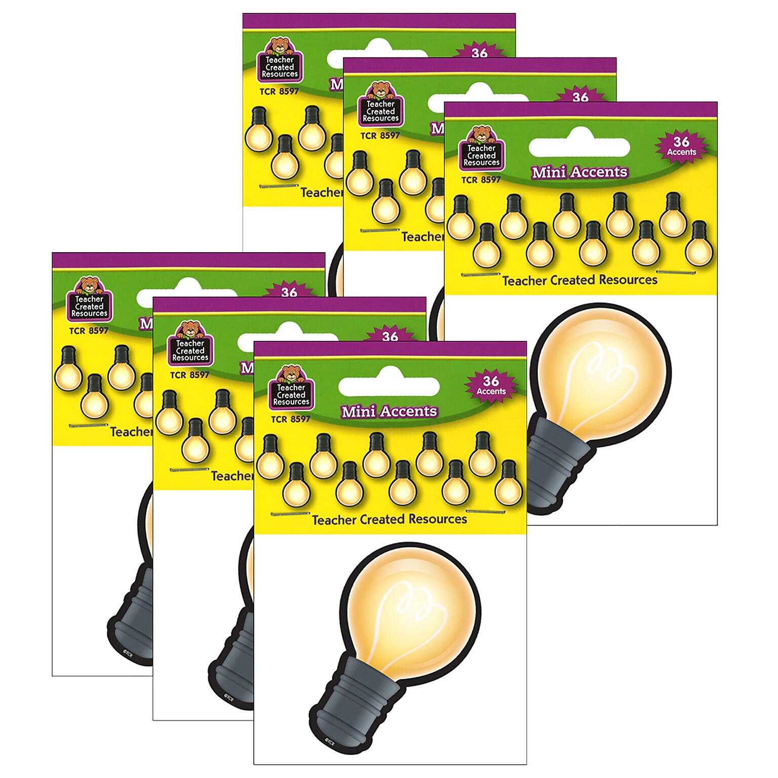Teacher Created Resources White Light Bulbs Mini Accents, 36 Per Pack, 6 Packs (TCR8597-6)