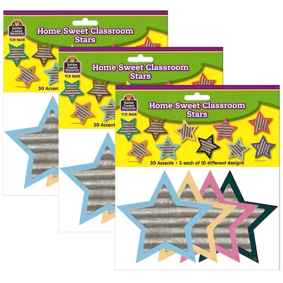 Teacher Created Resources Home Sweet Classroom Stars Accents, 30 Per Pack, 3 Packs (TCR8638-3)
