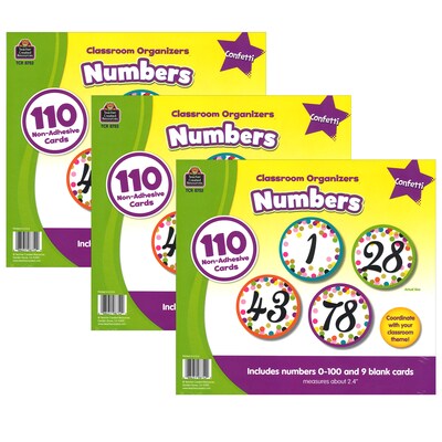 Teacher Created Resources Colorful Vibes Number Cards, 110 Per Pack, 3 Packs (TCR8752-3)