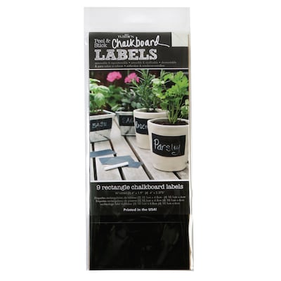 Wallies Chalkboard Vinyl Labels, 4" x1.87", Black, 9 Per Pack, 2 Packs (WLE16044-2)