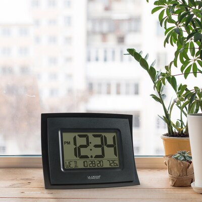 La Crosse Technology Wall/Table Clock with Indoor Temperature and Calendar (WT-8002U-B-INT)