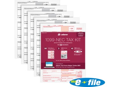 Adams 2021 1099-NEC Tax Form, 5-Part, 50/Pack (STAX55021-NEC)