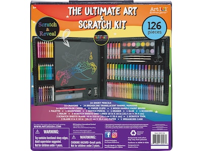 Art 101 Budding Artist Ultimate Art and Scratch Art Kit, Assorted Colors, 126 Pieces (30126)