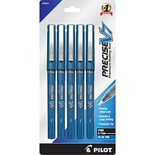 Pilot Precise V7 Rollerball Pens, Fine Point, Blue Ink, 5/Pack (26021)