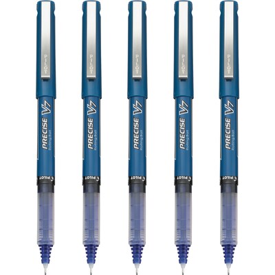 Pilot Precise V7 Rollerball Pens, Fine Point, Blue Ink, 5/Pack (26021)