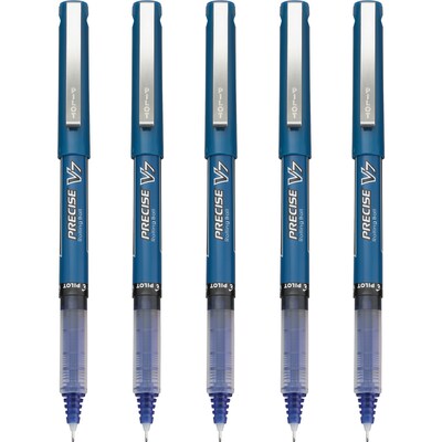 Pilot Precise V7 Rollerball Pens, Fine Point, Blue Ink, 5/Pack (26021)