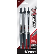 Pilot Precise V5 RT Retractable Rollerball Pens, Extra Fine Point, Black Ink, 3/Pack (26052)