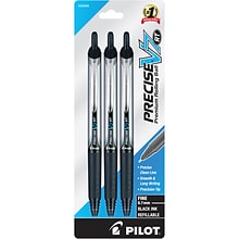 Pilot Precise V7 RT Retractable Rollerball Pens, Fine Point, Black Ink, 3/Pack (26058)