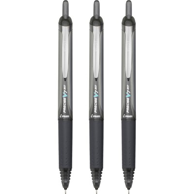 Pilot Precise V7 RT Retractable Rollerball Pens, Fine Point, Black Ink, 3/Pack (26058)