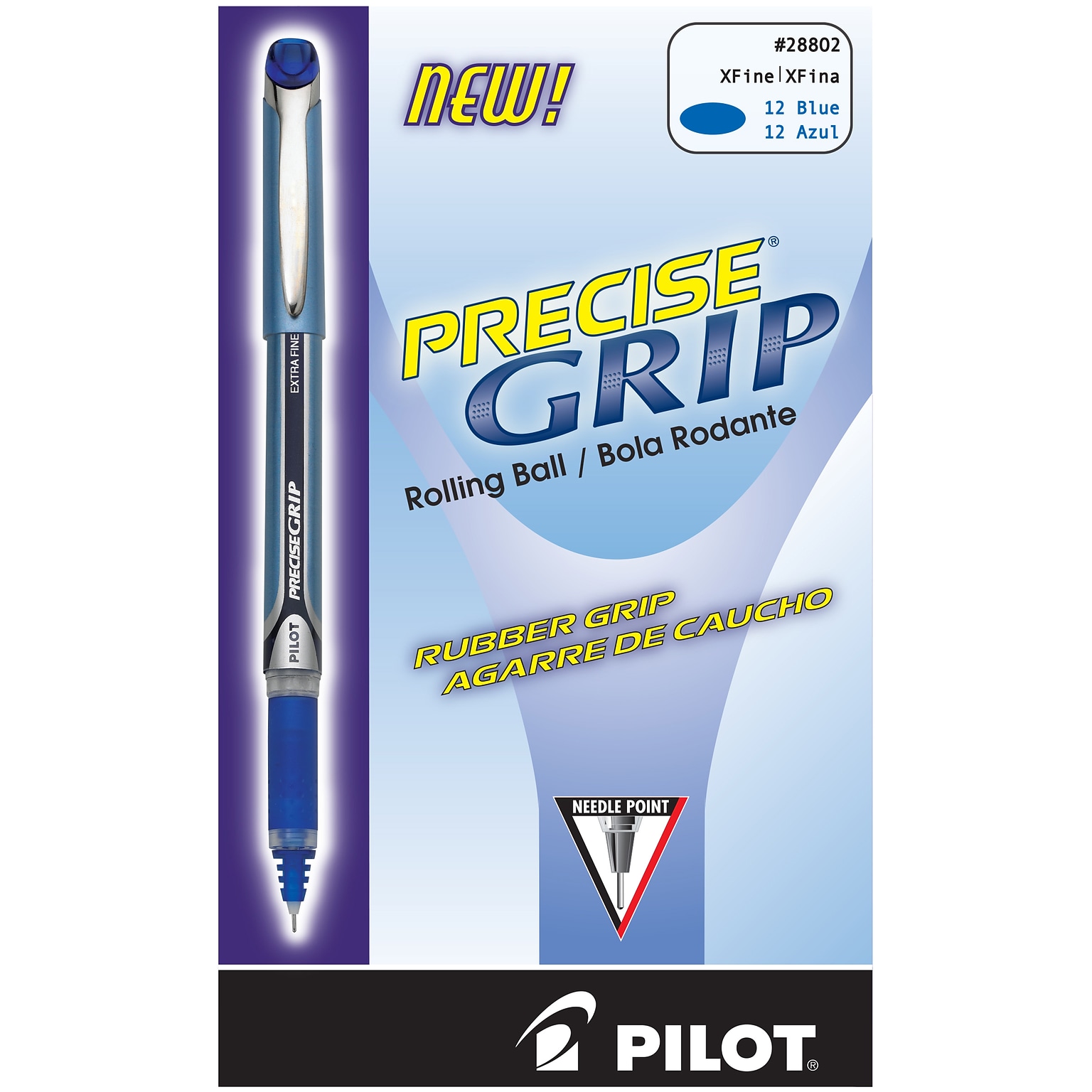 Pilot Precise Grip Rollerball Pens, Extra Fine Point, Blue Ink, Dozen (28802)