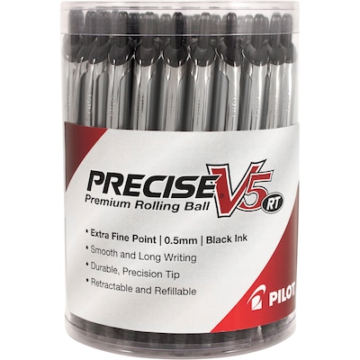 Pilot Precise V5 RT Retractable Rollerball Pens, Extra Fine Point, Black Ink, 30/Pack (84067)