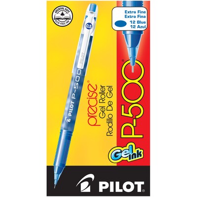 Pilot Precise P-500 Gel Pens, Extra Fine Point, Blue Ink, Dozen (38601)