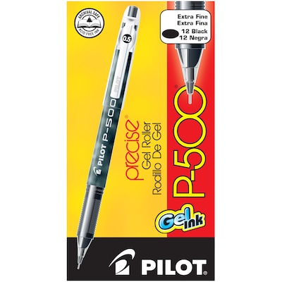 Pilot Precise P-500 Gel Pens, Extra Fine Point, Black Ink, Dozen (38600)