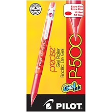 Pilot Precise P-500 Gel Pens, Extra Fine Point, Red Ink, Dozen (38602)