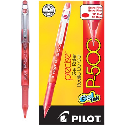 Pilot Precise P-500 Gel Pens, Extra Fine Point, Red Ink, Dozen (38602)