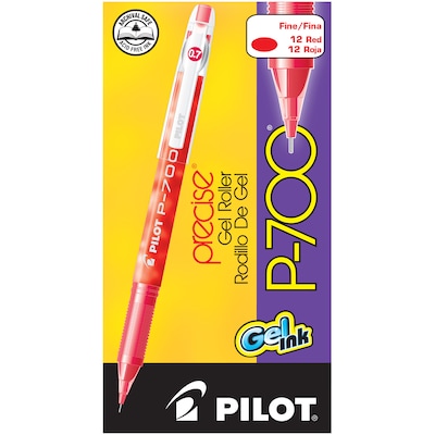 Pilot Precise P-700 Gel Pens, Fine Point, Red Ink, Dozen (38612)