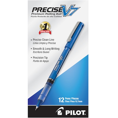 Pilot Precise V7 Rollerball Pens, Fine Point, Blue Ink, Dozen (35349)