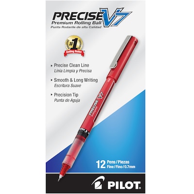 Pilot Precise V7 Rollerball Pens, Fine Point, Red Ink, Dozen (35352)