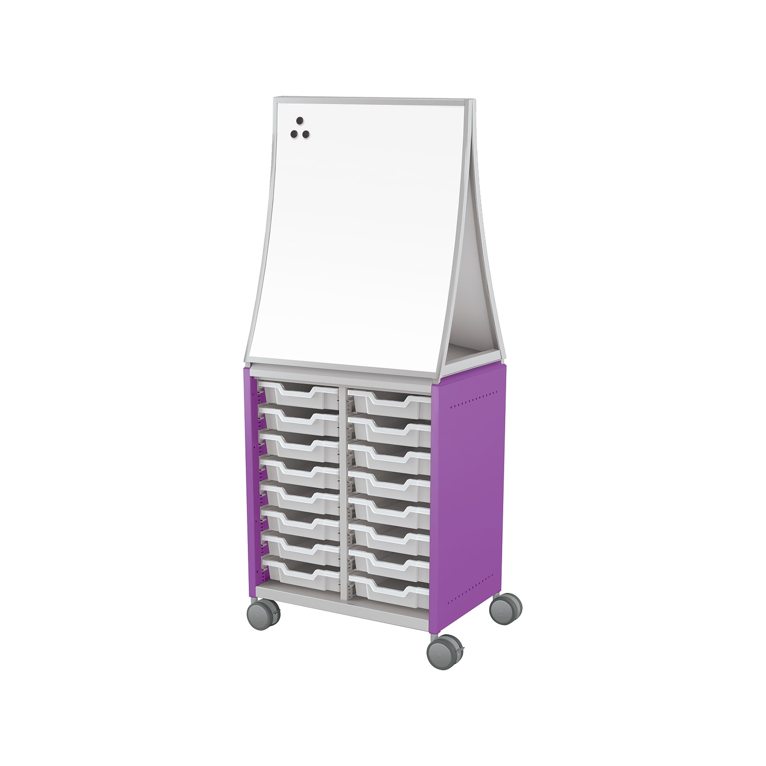 MooreCo Hierarchy Compass Midi H2 Mobile 16-Section Storage Cabinet, 71.13H x 28.38W x 19.13D, Purple Metal (B2A1D1A1B0)