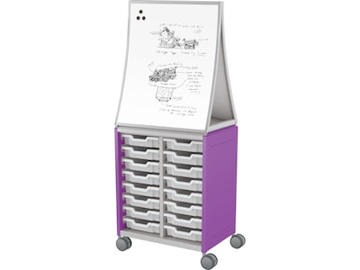 MooreCo Hierarchy Compass Midi H2 Mobile 16-Section Storage Cabinet, 71.13"H x 28.38"W x 19.13"D, Purple Metal (B2A1D1A1B0)