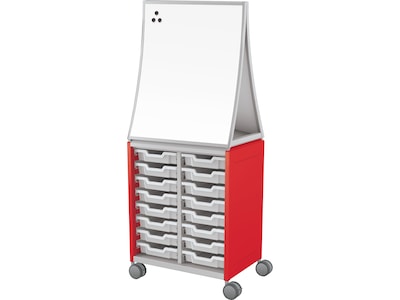MooreCo Hierarchy Compass Midi H2 16-Section Storage Cabinet, 71.13H x 28.38W x 19.13D, Red Metal