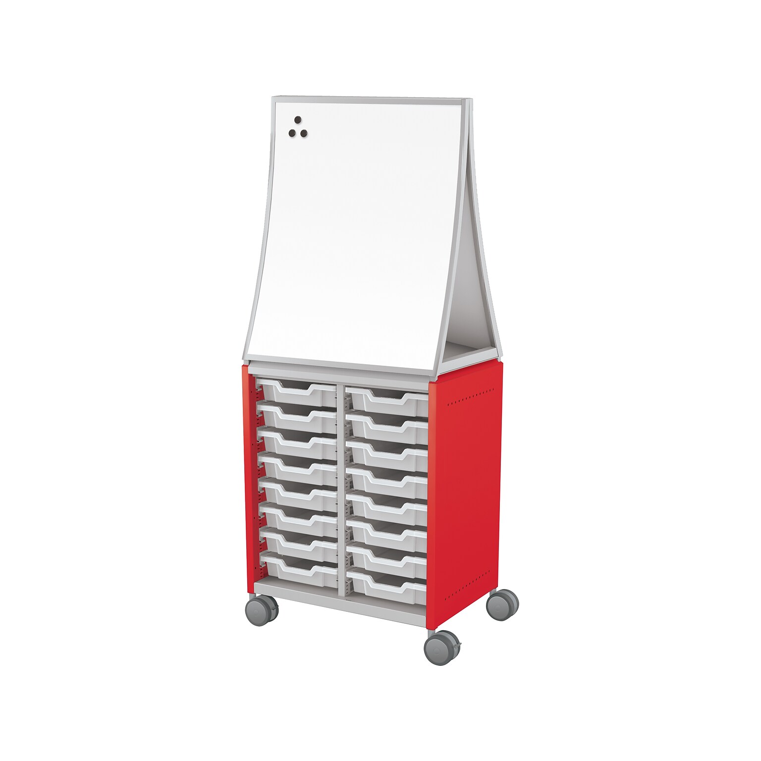 MooreCo Hierarchy Compass Midi H2 16-Section Storage Cabinet, 71.13H x 28.38W x 19.13D, Red Metal (B2A1C1A1B0)