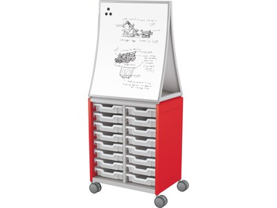 MooreCo Hierarchy Compass Midi H2 16-Section Storage Cabinet, 71.13H x 28.38W x 19.13D, Red Metal