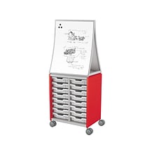 MooreCo Hierarchy Compass Midi H2 16-Section Storage Cabinet, 71.13H x 28.38W x 19.13D, Red Metal